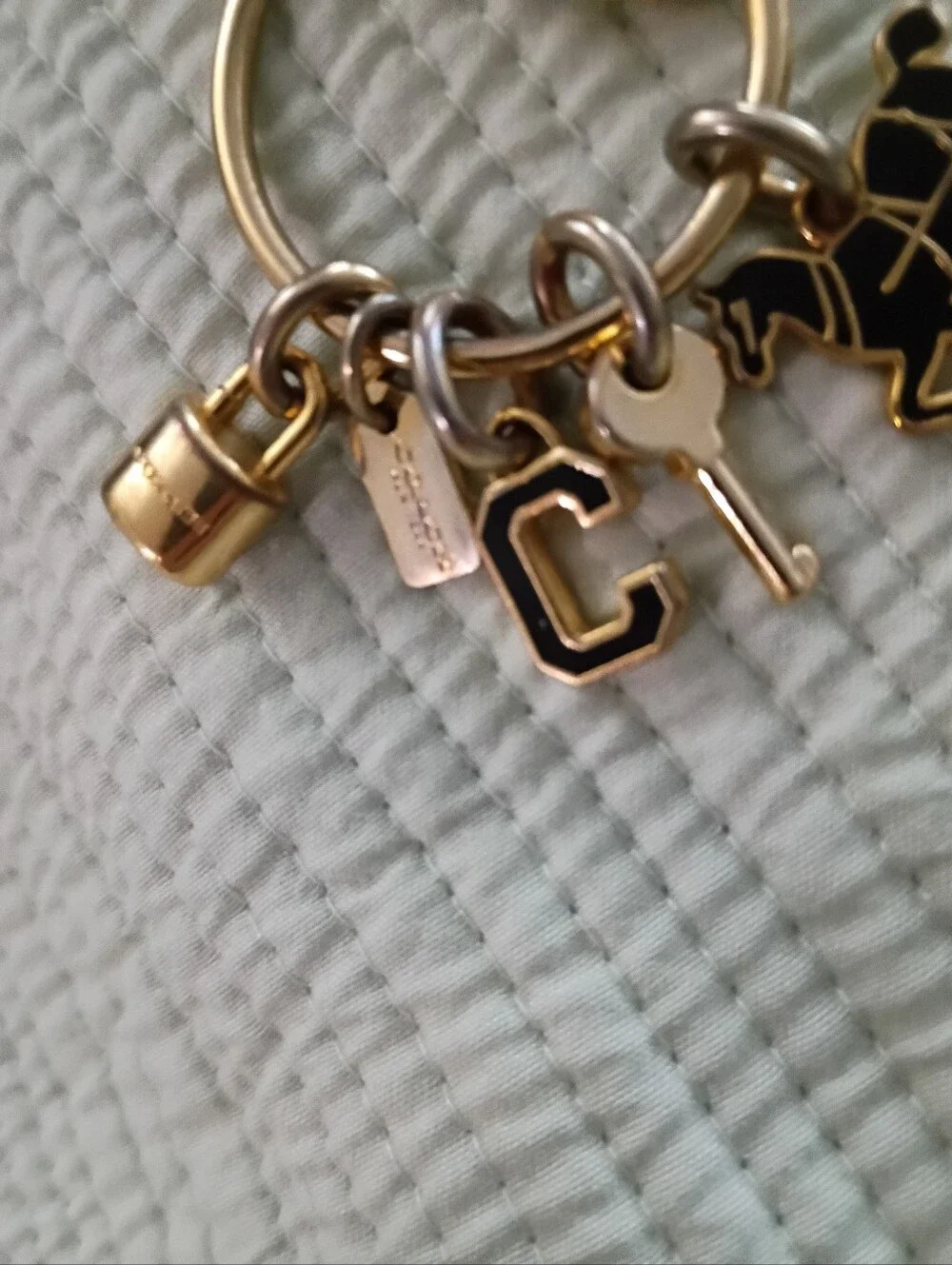 Coach Gold and Black Horse & C Charm Keyring